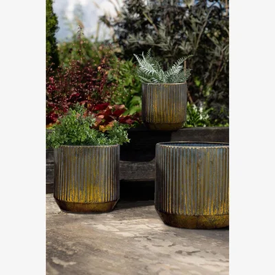 Rockett St George Set Of 3 Bronze Effect Planters