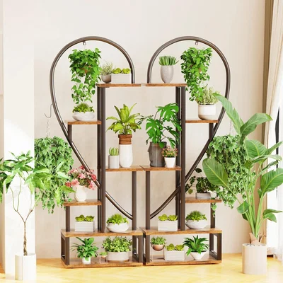 The Range 6 Tier Heart Shaped Plant Stand - Black