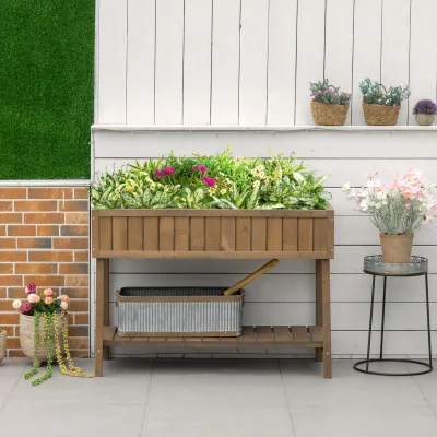 The Range Wooden Herb Planter Raised Bed Container - Brown