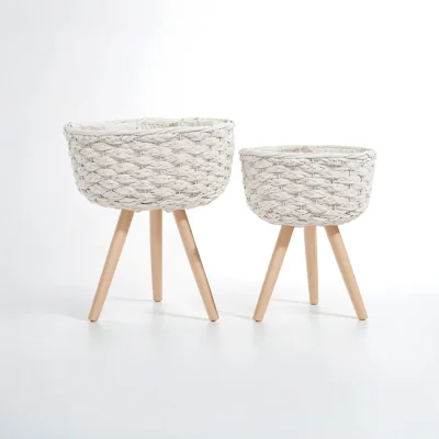 The Range Lentigo Set Of Two White Planters - White