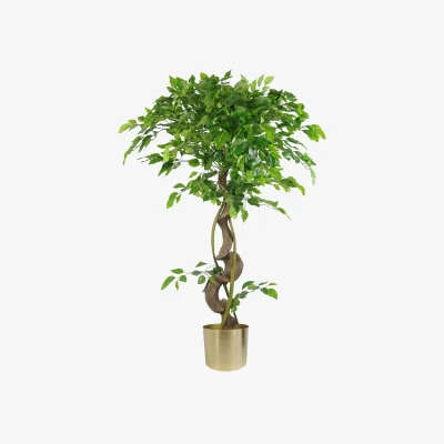 The Range Artificial Twisted Tree Metal Planter - Green