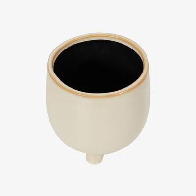 The Range Reactive Glaze Footed Planter - Cream