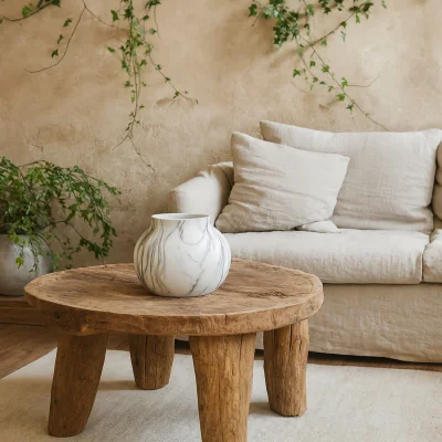 The Range Marble Ceramic Planter with Artificial Boston Fern - White