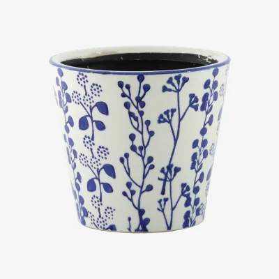 The Range Hortus White & Blue Perth Floral Pot  H Dia Ceramic - Blue