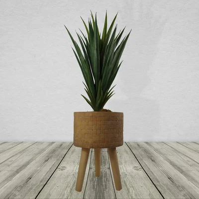 The Range Woven Effect Composite Planter with Stand - Wicker fibreglass composite