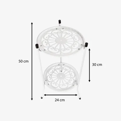 The Range 2 Tier Metal Plant Pot Stand White - White