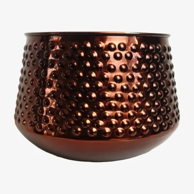 The Range Antique Copper Metal Planter by Leaf - Orange