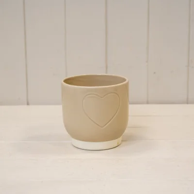 The Range Sturdy Cream Debossed Heart Pot - Cream