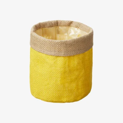 The Range Yellow Hessian Plant Pot Cover - Yellow / 15cm