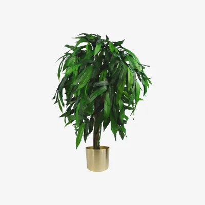 The Range Large Artificial Mango Tree Plant Metal Planter - Green / 80cm