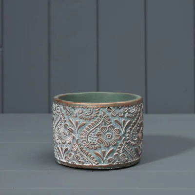 The Range Green and Copper Washed Cement Planter - Copper