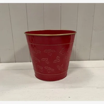 The Range Festive Classic Red Christmas Holly Pot - Red