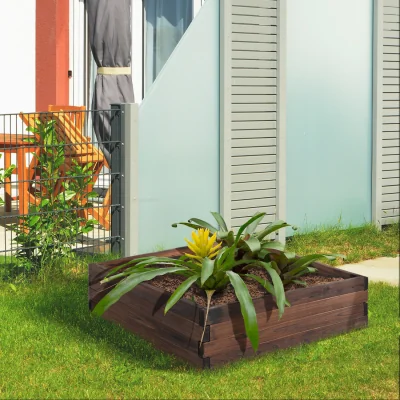 The Range Wooden Raised Garden Bed Planter - Carbonized Colour