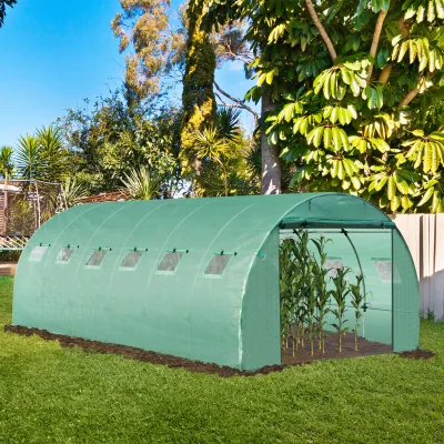 The Range Greenhouse Walk In Polytunnel Flower and Vegetable Planter  - Green / 12