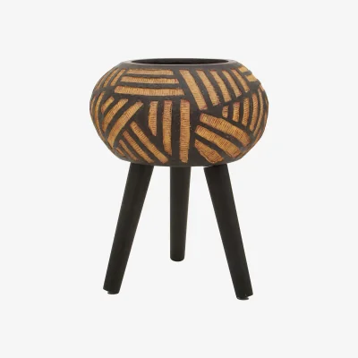 The Range Darnell Natural And Black Tapered Planter - Black