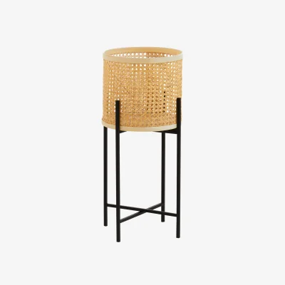 The Range Depok Large Rattan Planter with Metal Stand - Natural