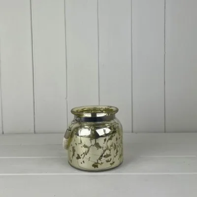 The Range Green Mercury glass pot with Rope handle - Green
