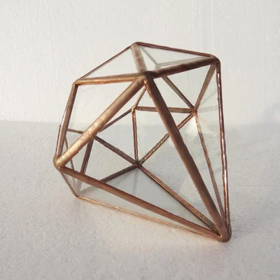 The Range Diamond Glass Terrarium Planter Decor Box - Copper / 12.5cm