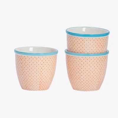 The Range 14cm Hand-Printed Plant Pot Pack of 3 - Orange