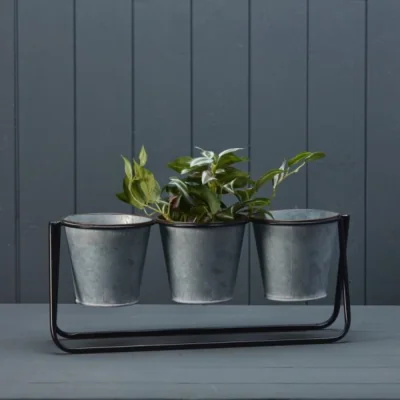 The Range Rustic Grey Windowsill Trio Pots - Grey