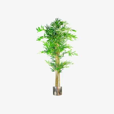 The Range Artificial Bamboo Tree With Metal Planter Indoor Plant - Green