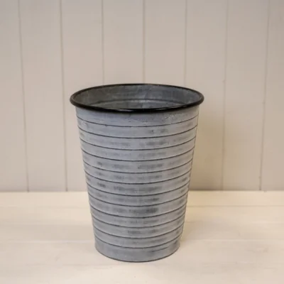 The Range Grey Vintage Whitewashed Garden Long Tom Planter (ribbed) with - Grey