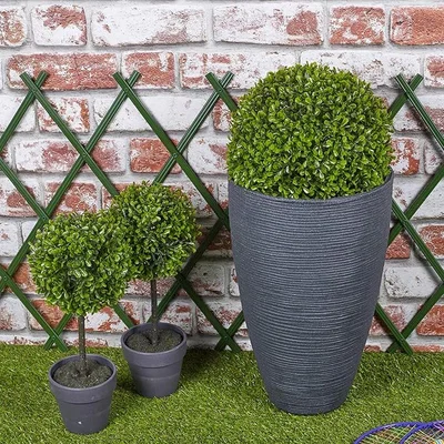 The Range Elegant Tall Garden Planters  - Grey / 25cm / 28cm