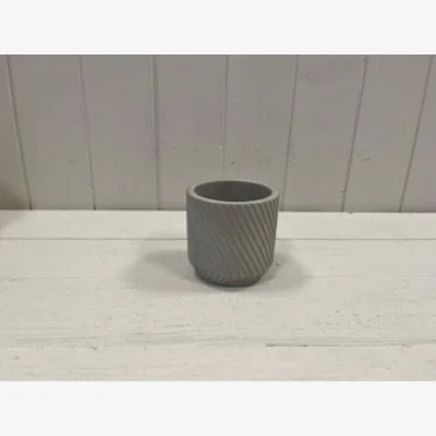 The Range Grey 8cm Cylinder Diagonal Grid Pot - Grey