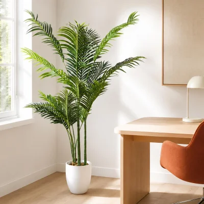The Range Leaf Large Artificial Palm Tree - 160cm Areca Palm White Pot / 100cm