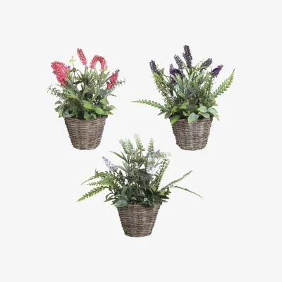 The Range Artificial Lavender Wicker Planter - Mixed