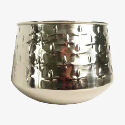 The Range Silver Cross Metal Planter by Leaf - Silver