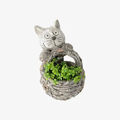 The Range Solar Cat Pebbled Planter