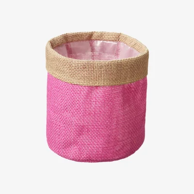 The Range Pink Hessian Plant Pot Cover - Pink / 15cm