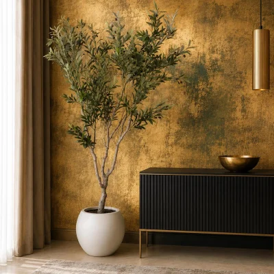 The Range 200cm XXL Artificial Olive Tree with Decorative Planter Premium - Green Large Tree