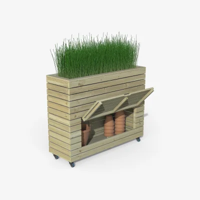 The Range Tall Linear Planter with Wheels