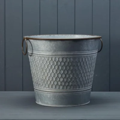 The Range Grey Round Zinc Honeycomb Planter - Grey