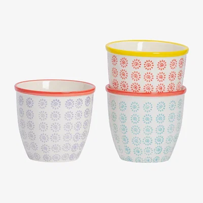 The Range 14cm Hand-Printed Plant Pots Multipack - Multi / 2.643kg