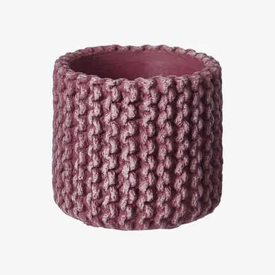 The Range Crochet Effect Ceramic Indoor Plant Pot - Rustic Burgundy
