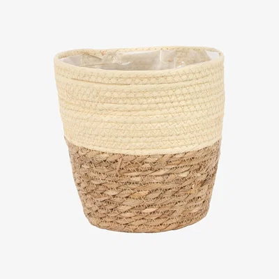 The Range Two Tone Seagrass Planter Basket - Cream / 23cm