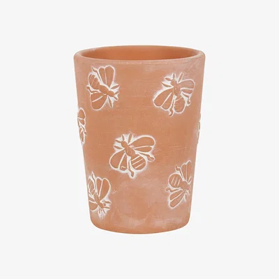 The Range Small Bee Pattern Plant Pot - Terracotta