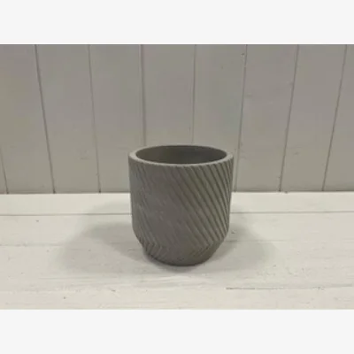 The Range Grey 12cm Cylinder Diagonal Grid Pot - Grey