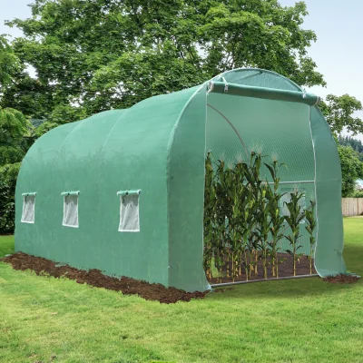 The Range Greenhouse Walk In Polytunnel Flower and Vegetable Planter  - Green / 6