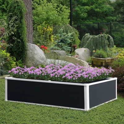 The Range Garden Raised Bed Planter Grow Containers Flower Vegetable Pot PP - Grey and White / 120cm