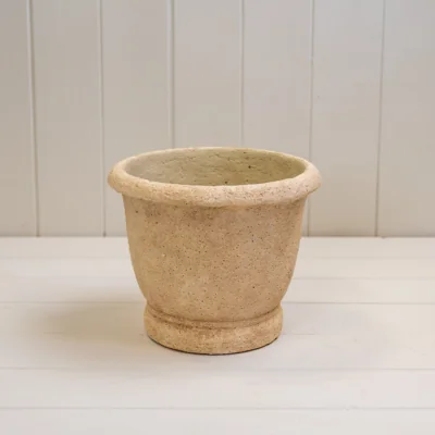 The Range Charming Tan Rounded Clay Cement Urn Pot - Tan