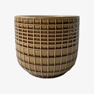 The Range Hortus Brown Braga Pot  H Dia Indoor Plant Pot design for everyday - Brown