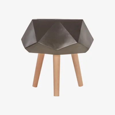 The Range Darnell Small Black Geometric Planter with Legs - Black