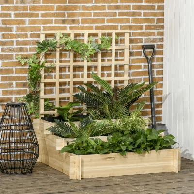 The Range 3 Tier Garden Planters with Trellis for Vegetables Flowers Herbs - Natural