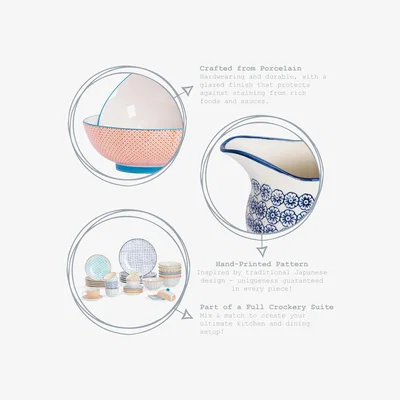 The Range 14cm Hand-Printed Plant Pot Pack of 6 - Blue