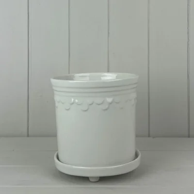 The Range Elegant White Saucer Pot Plant pot - White