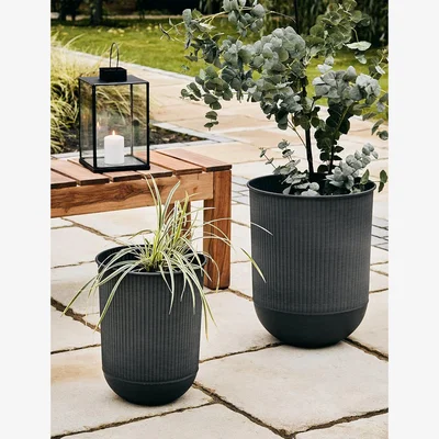 Rose & Grey Nkuku Kampar Recycled Charcoal Plant Pot - Three Sizes Available